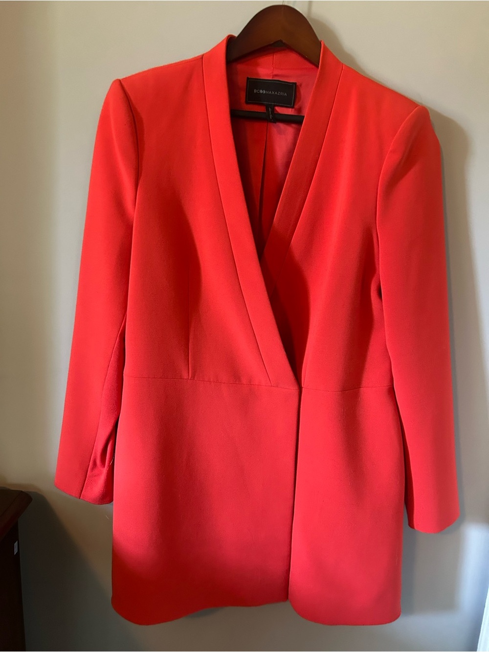 BCBGMAXAZRIA Women's Red Long Blazer Coat